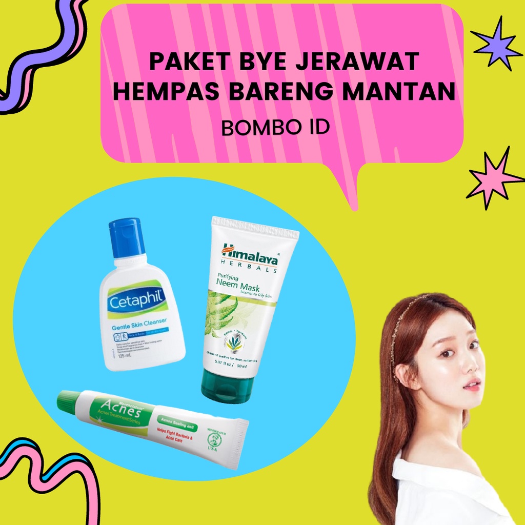 Paket Bye Jerawat Cetaphil Cleanser Face Wash 59 ml + Himalaya Neem Mask 50 ml + Acnes Sealing Gel