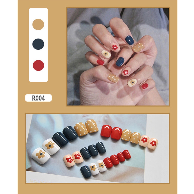 R001-r020 24pcs / box Kuku Palsu Full Cover Untuk Nail Art