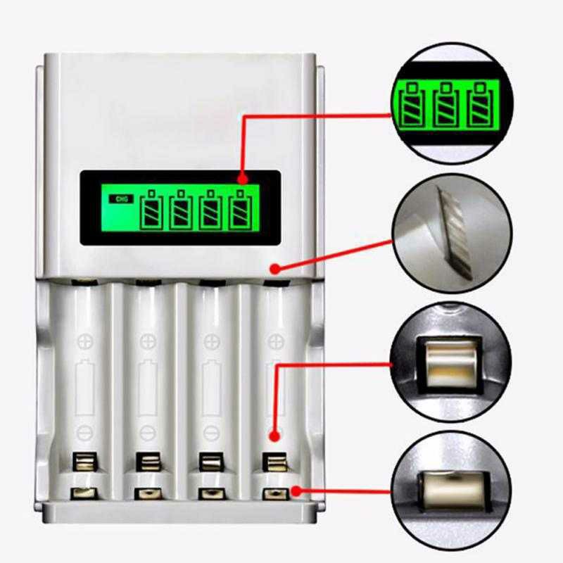 Charger Baterai 4 Slot LCD Display for AA AAA NiMh NiCd