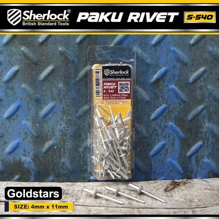 Paku Rivet Sherlock S - 540 size 4mm x 11 mm (isi +/- 50 pcs)