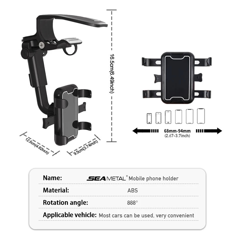 Stand Holder Smartphone Universal Multifungsi Rotasi 360 Derajat Anti slip Untuk Sun Visor Mobil