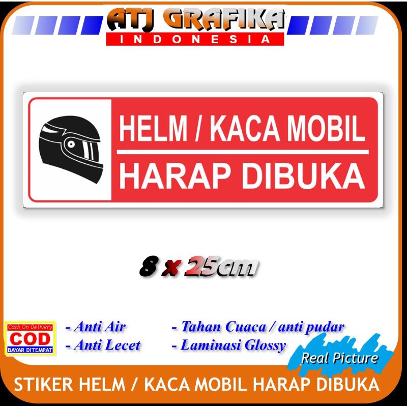 

Stiker helm / kaca mobil harap dibuka sticker standard keamanan security dll