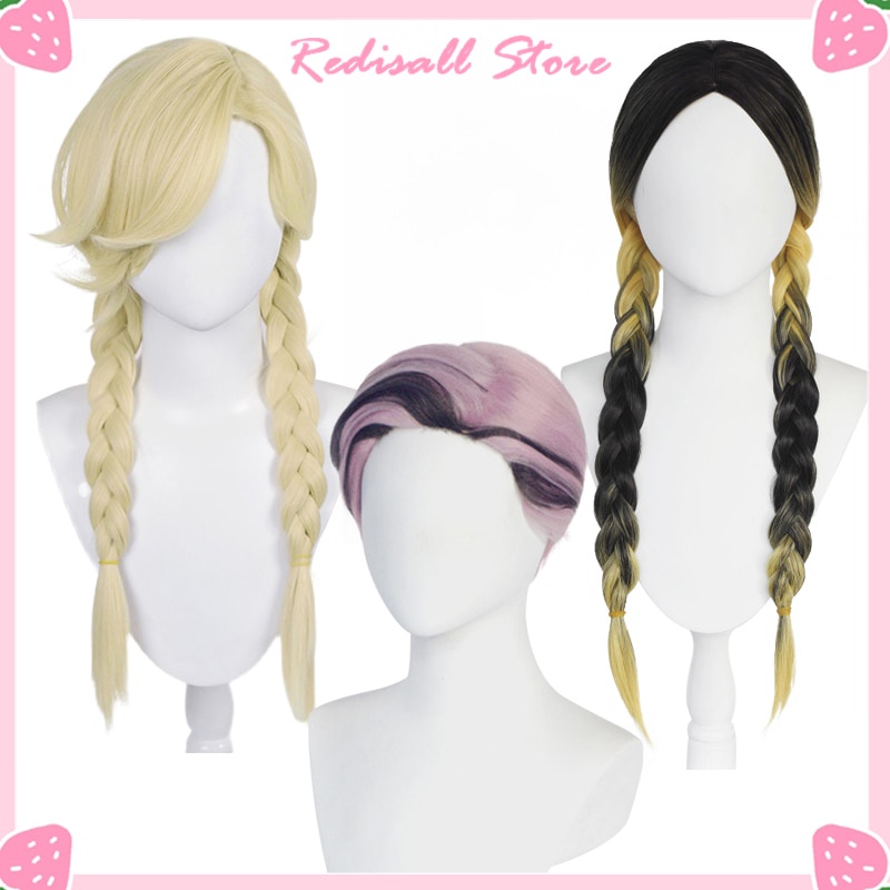 PREORDER Redisall Cosplay Tokyo Revengers Ran Haitani Wig Long Braids Yellow Black Golden Pink Rolep