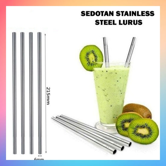 Sedotan Stainless Steel Lurus Eco Friendly Reusable Stain Less Straw