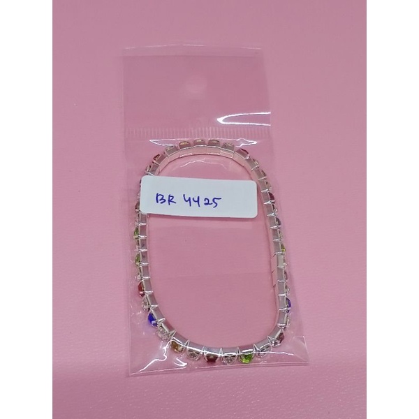 Gelang Permata Warna Elastis Kristal Manik Warna Warni Aksesoris Wanita