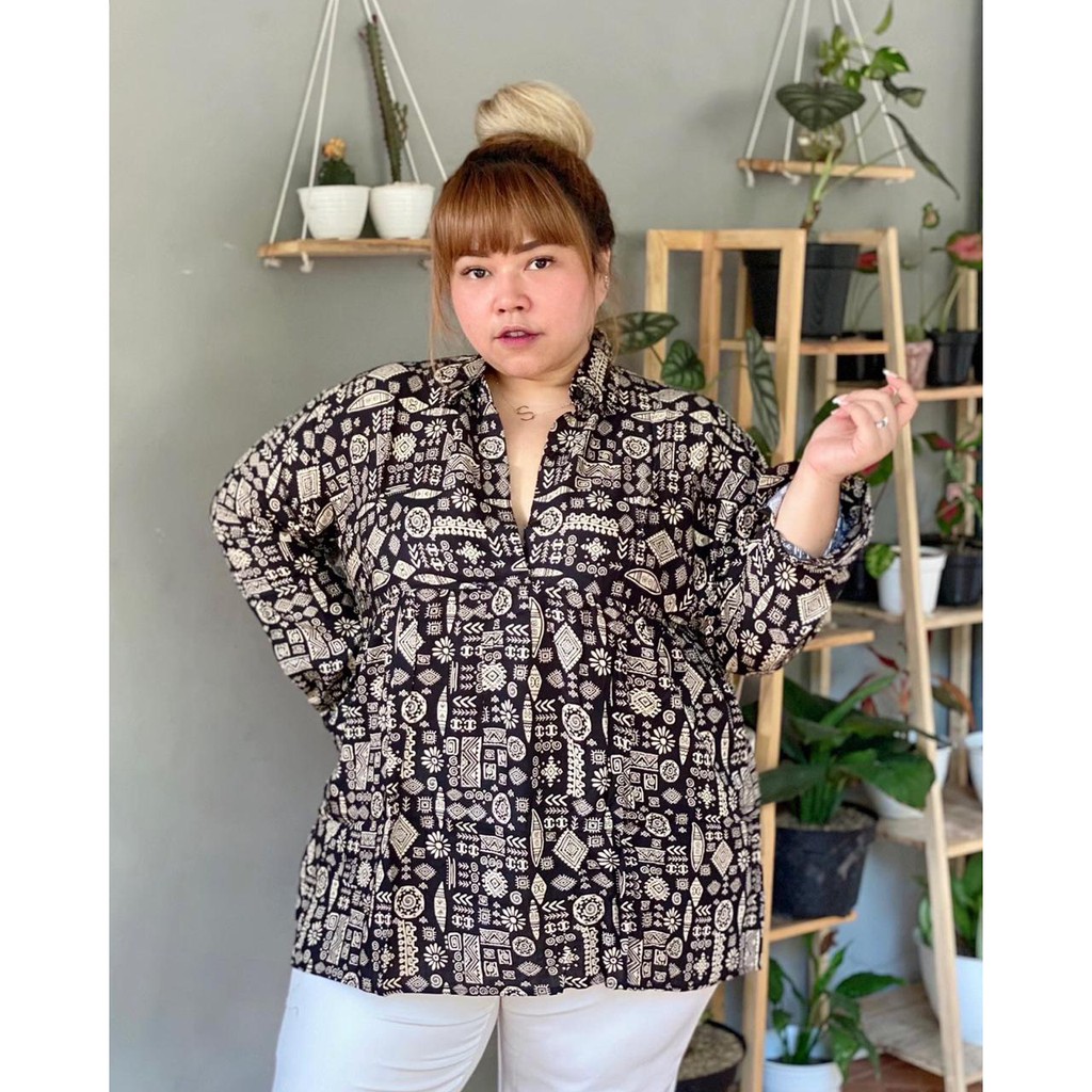 Tunik Wanita Bigsize Jumbo Katun Rayon LD 130 cm LD 140 cm Motif Etnik Terbaru