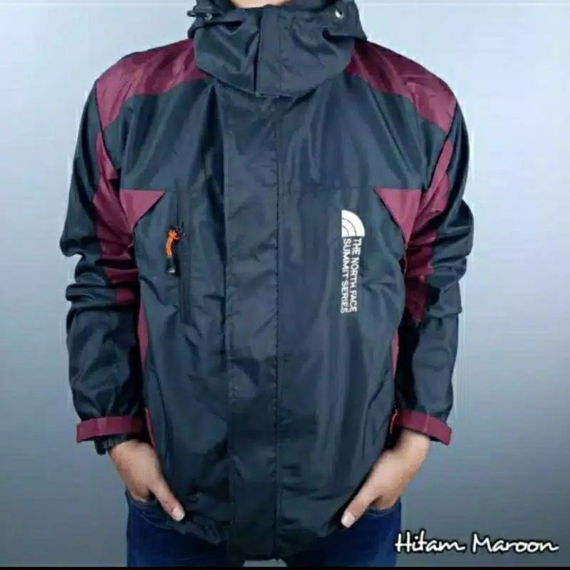 Jaket gunung /Jaket pendaki gunung pria / jaket murah / jaket outdoor TNF summit seriez-HITAM - MAROON