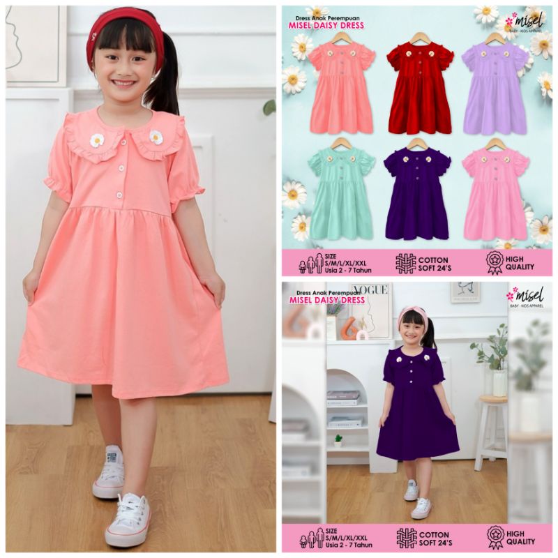 Midi dress anak daisy by misel motif ruffle bunga