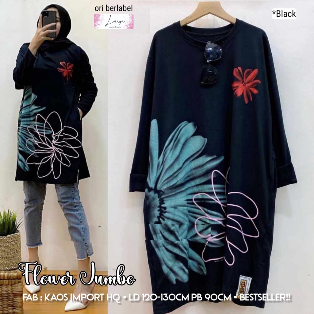 Baju Tunik Wanita Dewasa Kekinian Lengan Panjang Motif Bunga Premium Tunik Wanita Dewasa Kekinian Le