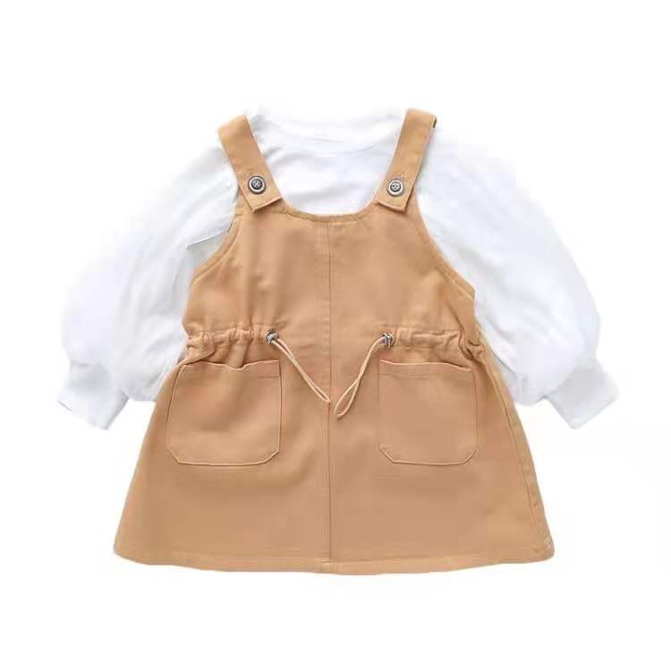 Dress Overall Anak Perempuan Kaos Panjang Renda Import Korea Style 2-6 Tahun Anak Cewek-8