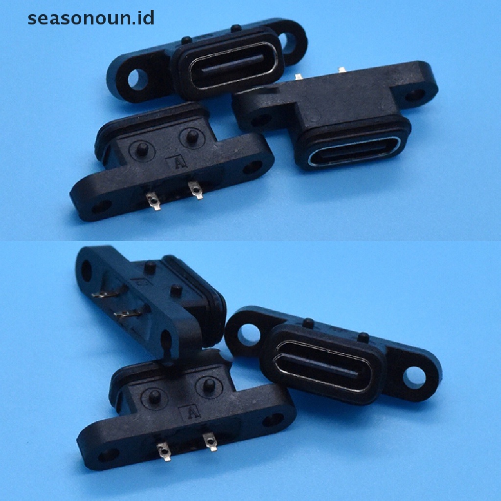 【seasonoun】 2pcs TYPEC 2Pin Waterproof Female USB C Socket Port Hole Fast Charge Interface .