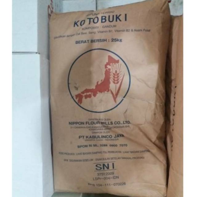 

Tepung Terigu Rendah Protein Kotobuki 25 KG khusus Gojek dan Grab