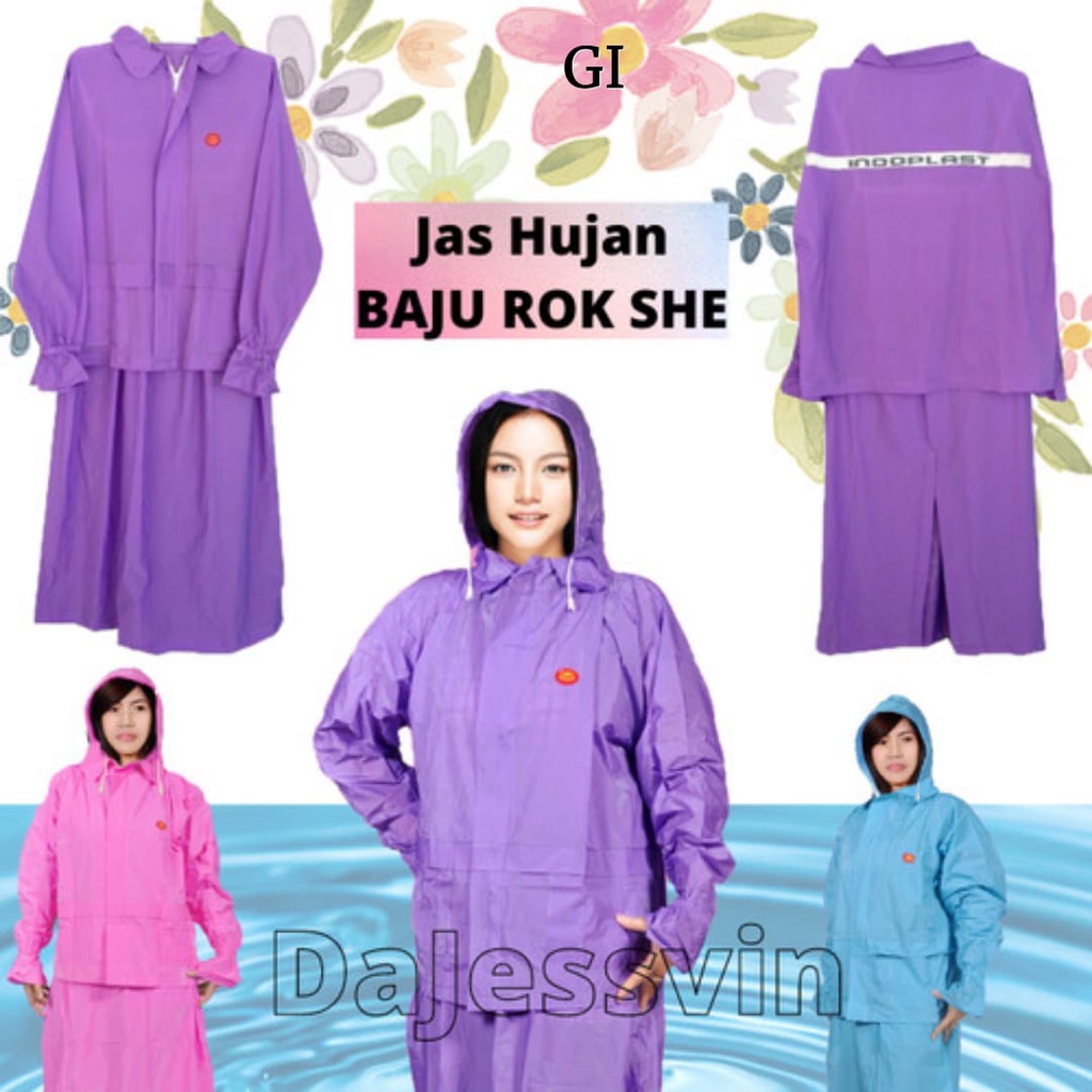 Jas Hujan Rok SHE, Jas Hujan Setelan Rok Dewasa, Mante Rok Dewasa
