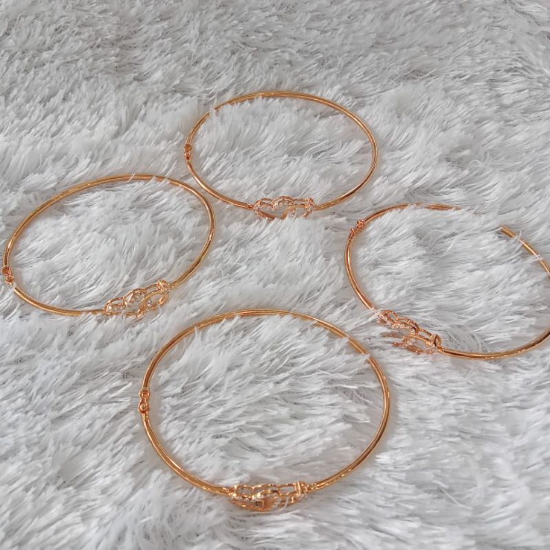 Gelang Pipa Love mata2, Perak 925, Sepuh Emas Kuning