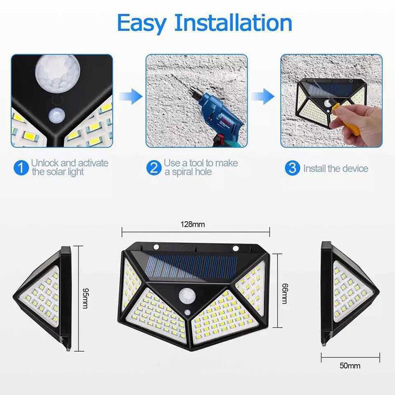 Lampu LED Taman Dinding Solar / Solar Sensor Wall Light 100 LED /Lampu Dinding Tenaga Surya