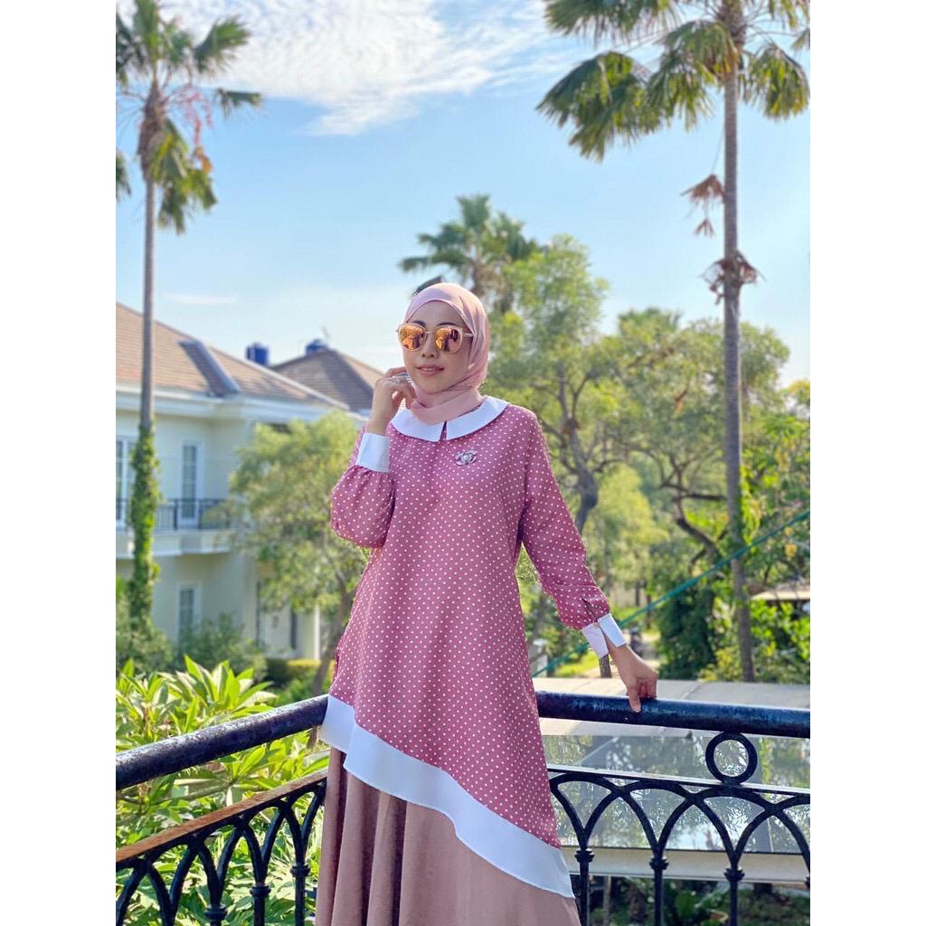 MDLY15 GAMIS DRESS BAJU ATASAN TUNIK KEMEJA WANITA TERBARU NAURA TUNIK BY MDLY M022