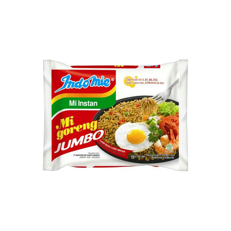 

Indomie Mi Goreng Jumbo Karton (isi 24 Pcs)