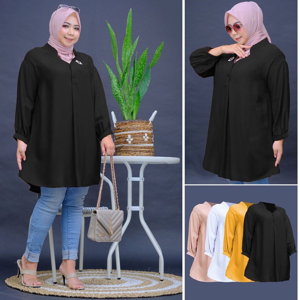 Nindy Tunik atasan jumbo tunik tangan panjang bahan Ity crepe / Tunik terbaru 2021