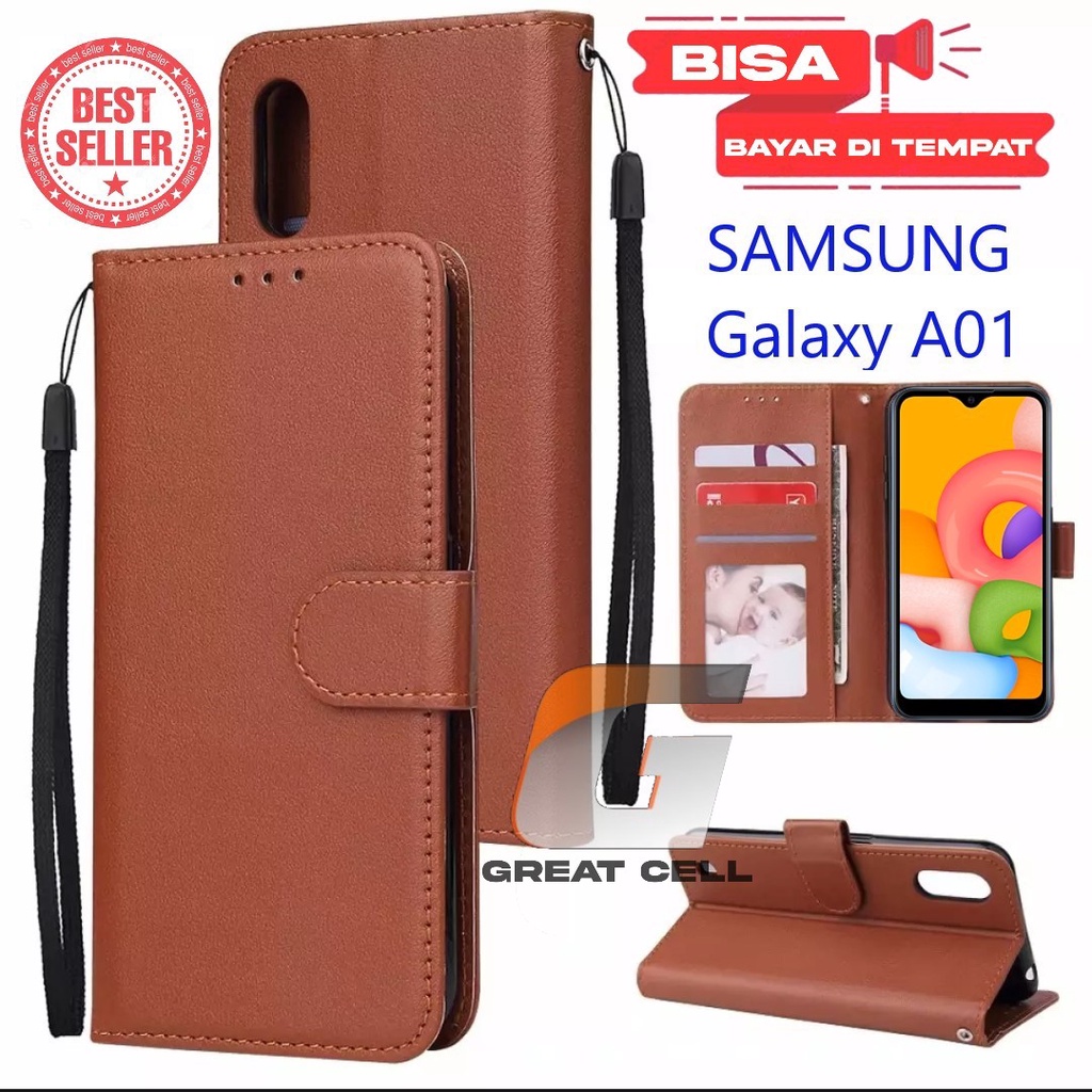 DOMPET HP UNTUK  SAMSUNG Galaxy A01 /LEATHER FLIP CASE  SAMSUNG Galaxy A01