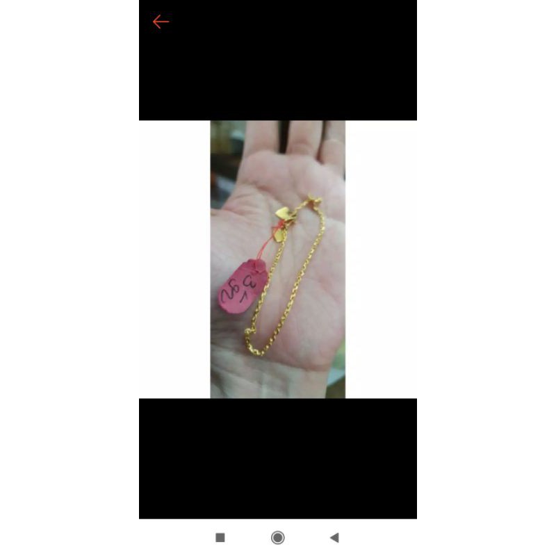 Gelang rantai polos emas asli 99% 99 22k 22 karat 22karat 3 gram 3 gr 3gr 3g