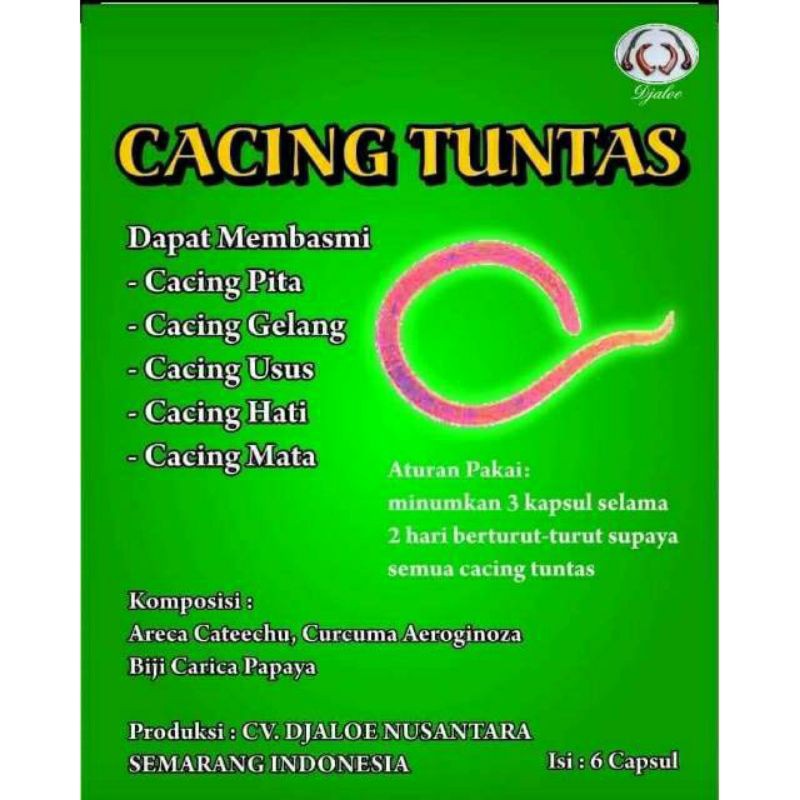 DJALOE CACING TUNTAS OBAT CACING AYAM Membasmi Cacing Pita Gelang Usus Hati Mata ISI 6 KAPSUL Obat C