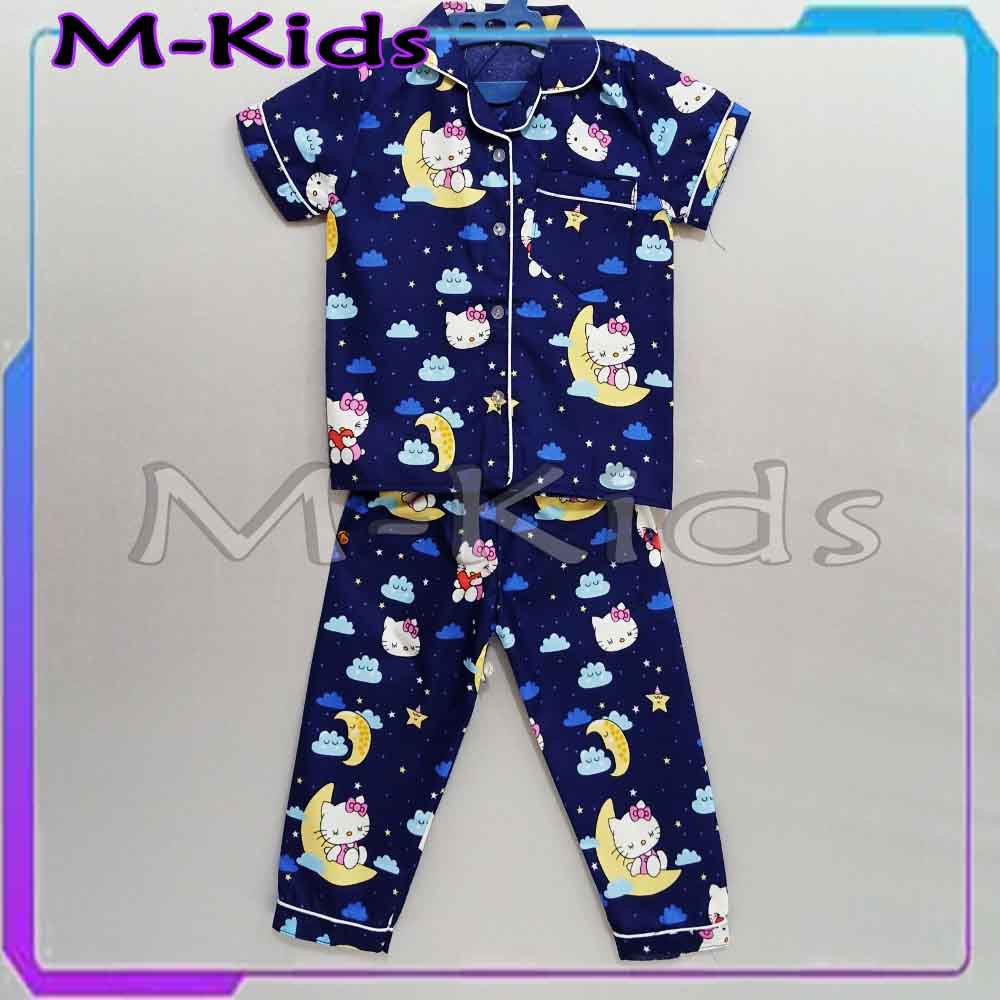 MKids88 - Baju Setelan Katun Piyama Anak Gambar Hello Kitty Keropi Beruang &amp; Kuda Pony