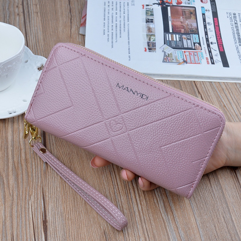 DOMPET PANJANG WANITA KULIT PREMIUM KEKINIAN CEWEK BRANDED MURAH BATAM SIMPLE FASHION KOREA MARCELINE WA692B7 TALI PENDEK COKLAT IMPORT BESAR RESLETING MUAT HP KARTU UANG KOIN