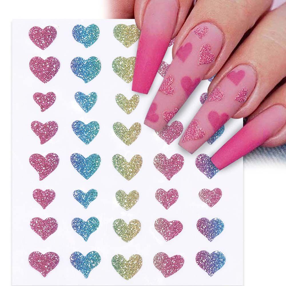 AUGUSTINA Agustina Stiker Kuku Laser Shiny Aurora Symphony Love Dengar Dekorasi Nail Art DIY