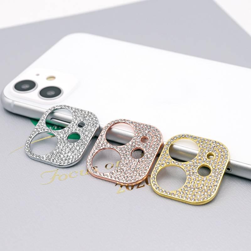 Case Pelindung Lensa Kamera Aksen Berlian Imitasi Glitter Bling Untuk Iphone 12 13 11 Pro Max 12 13 Pro Max