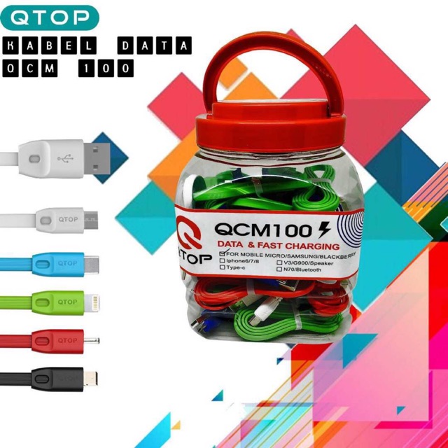 KABEL DATA CASAN MURAH QTOP MICRO QCM 100 FASTCHARGING KABEL USB DATA KABEL MICRO /ANDROID  PERTOPLES ISI 50pcs