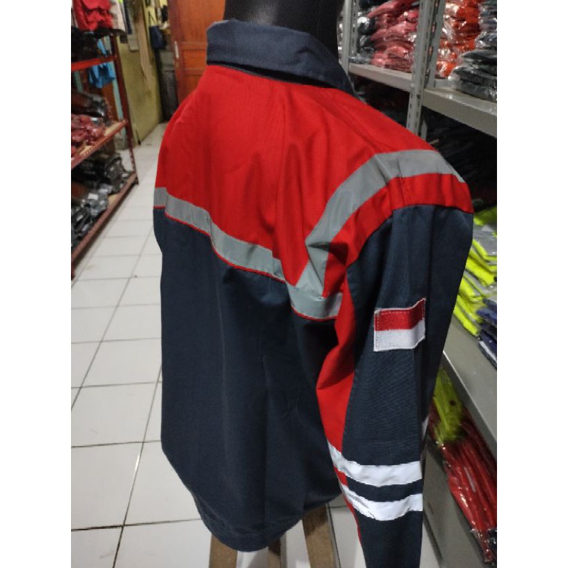 SERAGAM BAJU SAFETY RESLETING ABU MERAH SCOTLIGHT PUNDAK