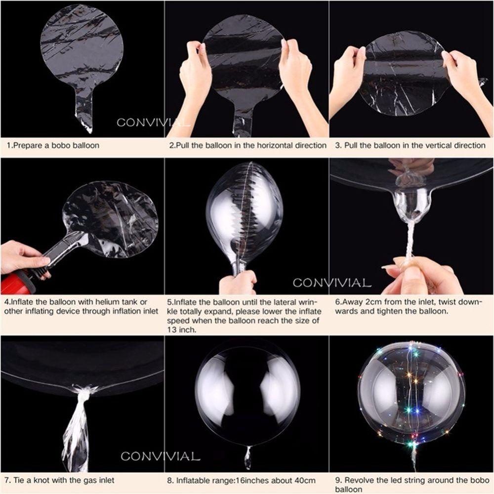 [Elegan] Bobo Balon Pegangan Transparan Dekorasi Perlengkapan Lampu LED Dekorasi Pesta Ulang Tahun Pernikahan Light Balloon