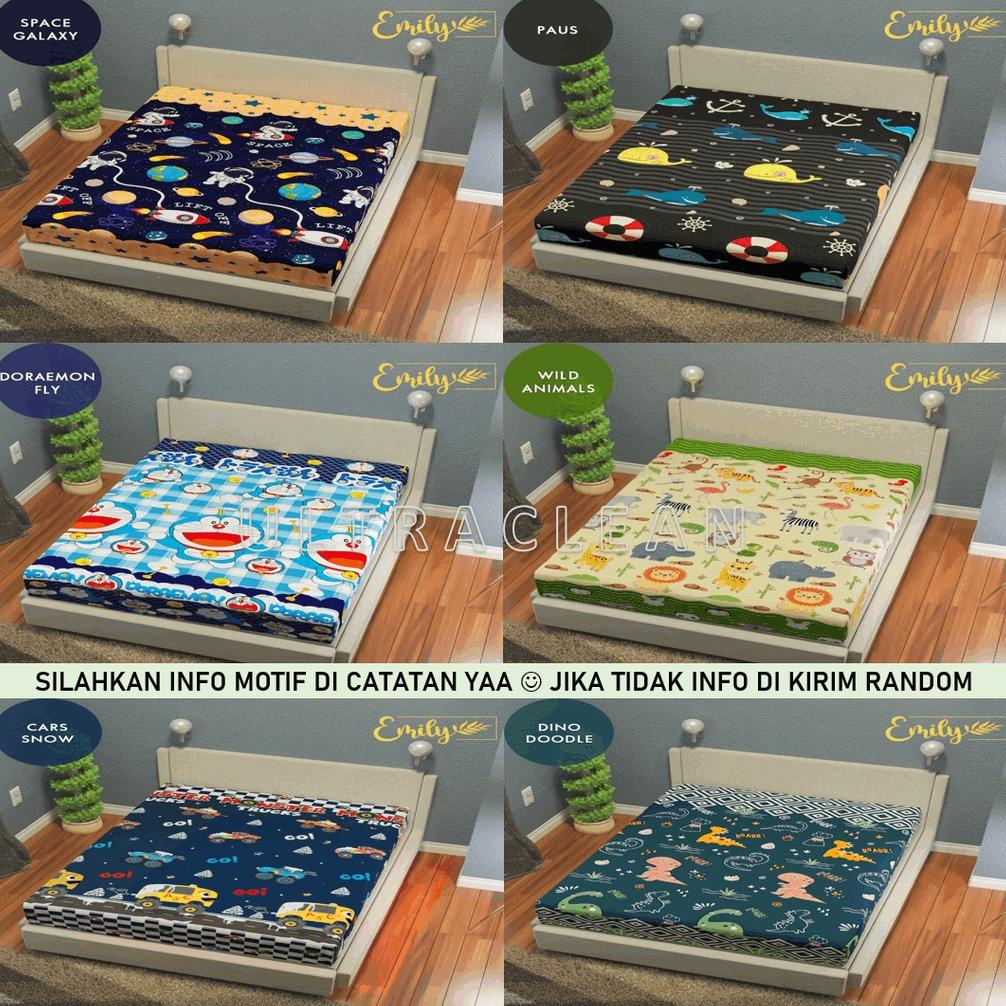 Sprei Waterproof Motif Anak Roket Dino Bintang Kucing Polos Ukir Ukuran 180X200 160X200 120X200 90 ,