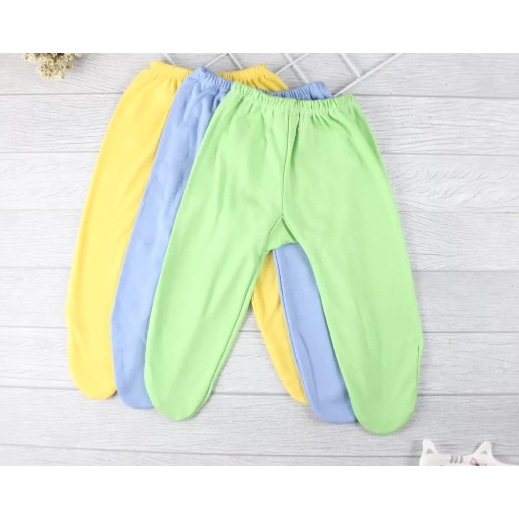 Celana Panjang Bayi Tutup 3-12 Bulan Warna Polos Isi 6 Pcs