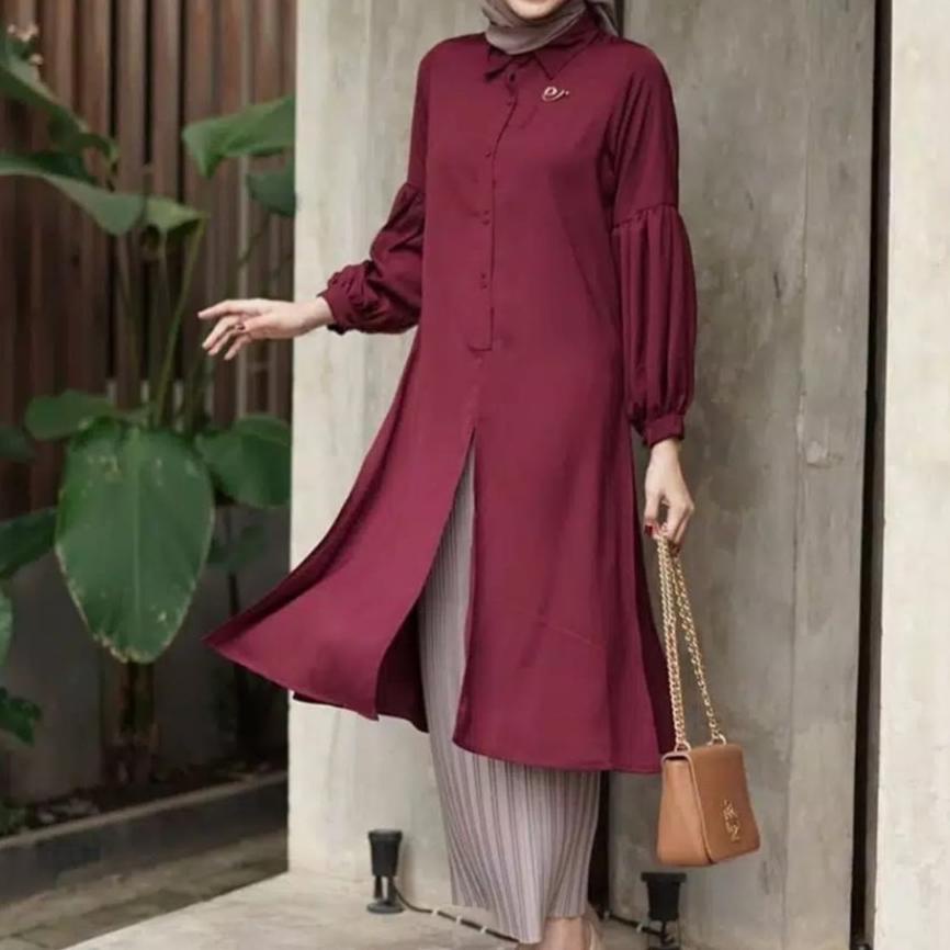 ❀ [ ] Dianara Tunik Tuniq Panjang Kerja Polos Atasan ✰