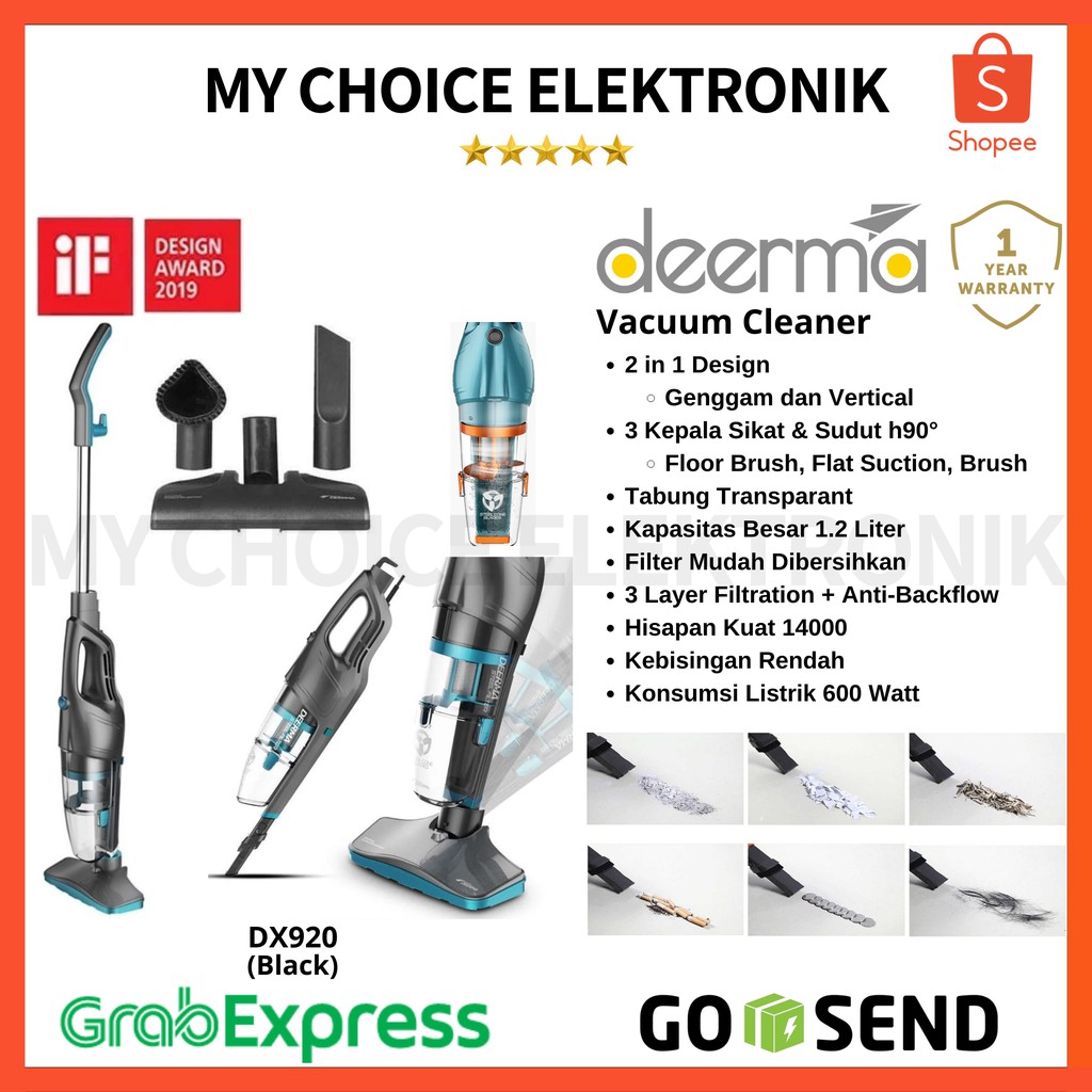 Deerma DX920 Vacuum Cleaner 2 in 1 / Penghisap Debu DX 920 - BLACK