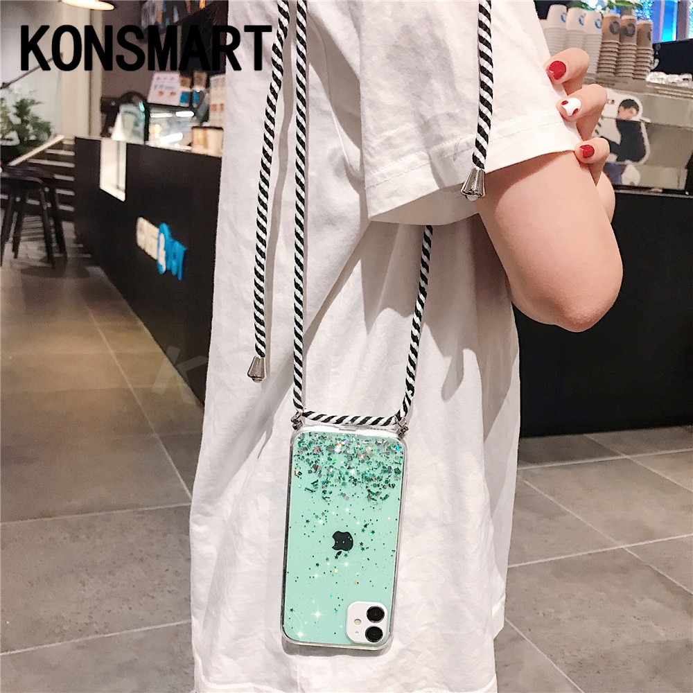 Casing Motif Bintang Dengan Tali Lanyard Untuk Iphone 11 Pro Max Xs X Xr 8 7 6 S 6s Plus