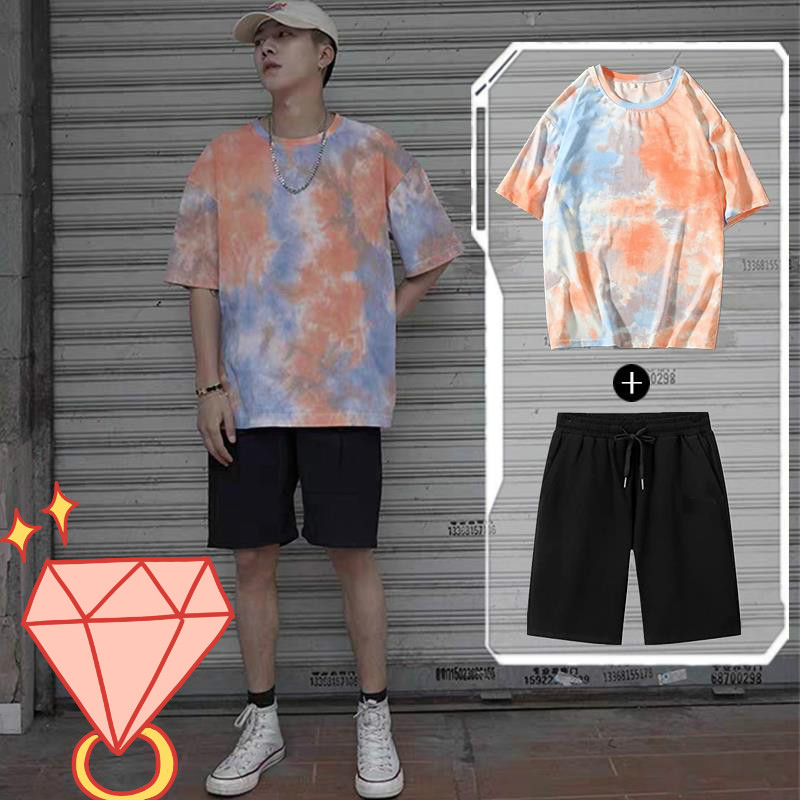 ZEXI Setelan pria kaos pria lengan pendek t shirt dan 