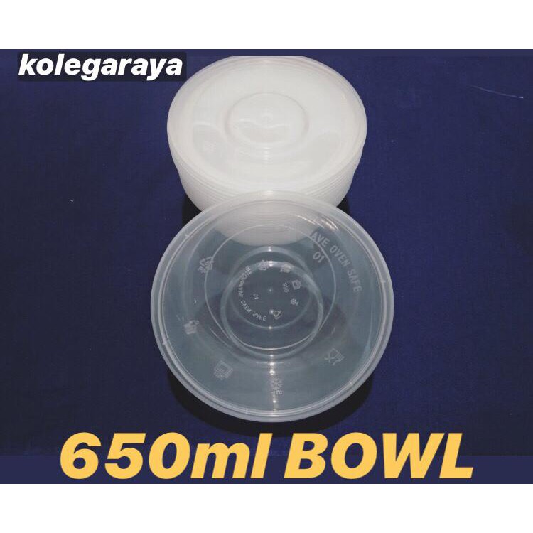 Kotak Makan Thinwall Plastik OTB 650ML Model Bowl Mangkuk  Isi 25pcs