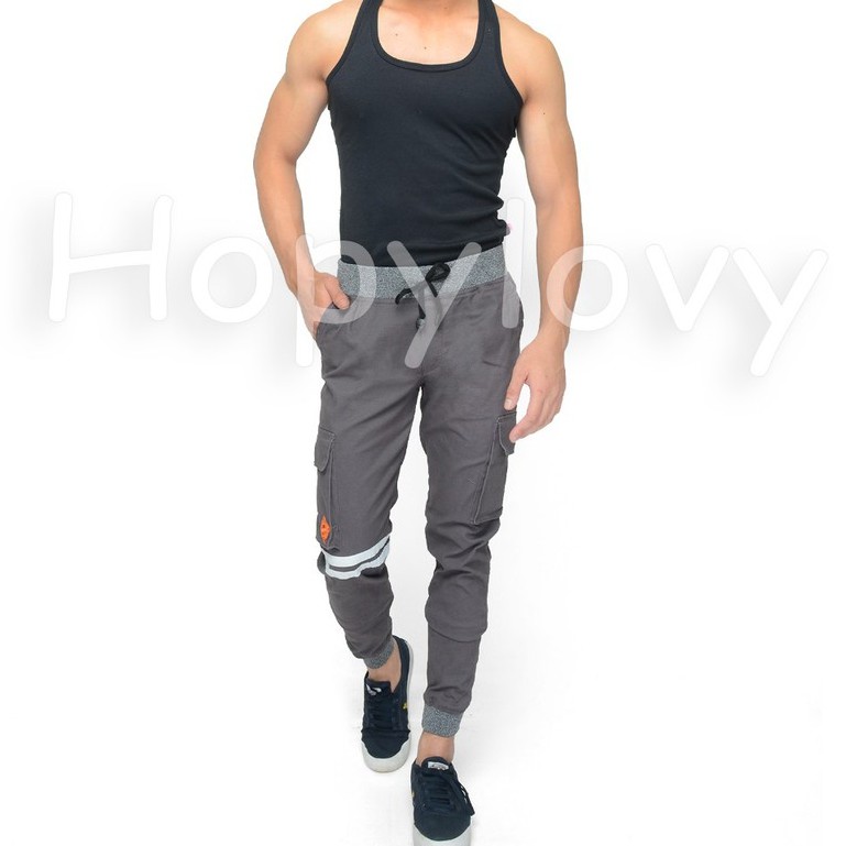 HOPYLOVY - Celana Panjang Pria / Celana Jogger List Pants Pria Reynan