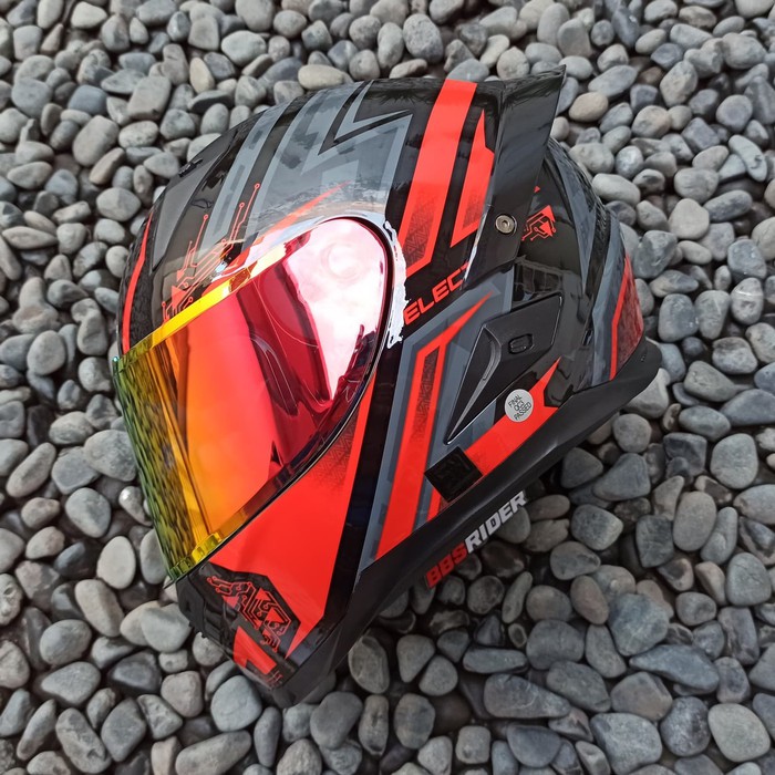 Helm Snail FFS1 Electric Black Red Grey Iridium Red