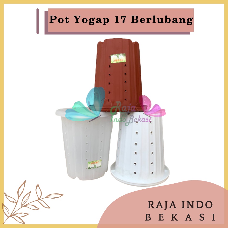 Pot Yogap 17 Putih Bening Transparan Merah Bata Merah Coklat Terracota Terracotta Berlubang POT BUNGA YOGAP 17 DIAMETER 20cm BERLUBANG