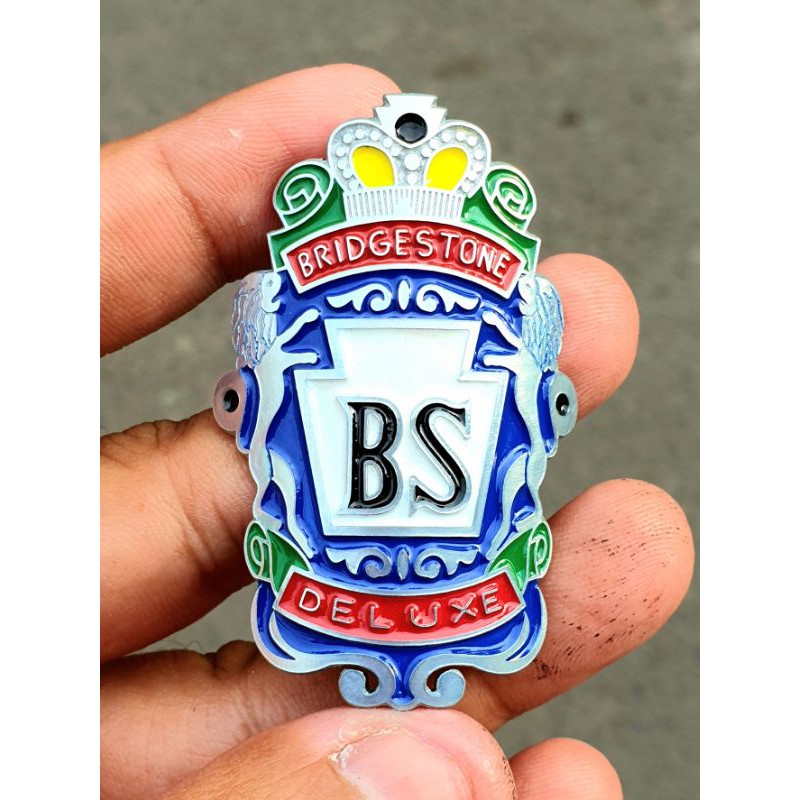 Head tube Badge / Head badge BRIDGESTONE BS - VINTAGE- Emblem Sepeda BRIDGESTONE BS