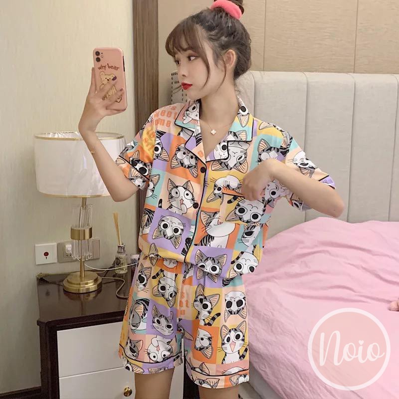 BAJU TIDUR WANITA LENGAN PENDEK CELANA PENDEK KOREA SHORT SLEEVE PANS PIYAMA WANITA DEWASA IMPORT ONE SET - SSP MIX1-7