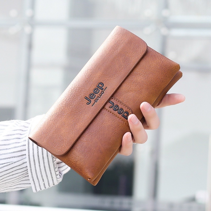 HANDBAG CLUTCH BAG KULIT CLASSIC JEEP 3 RUANG PRIA WANITA LEATHER WALLET COWOK IMPORT MURAH