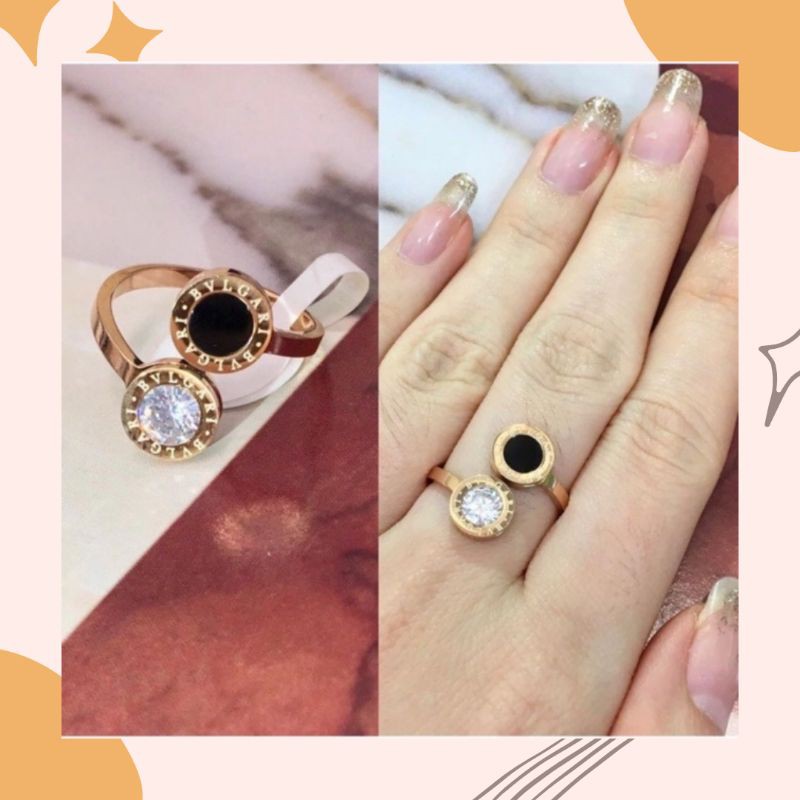 Cincin Bvlgari Keramik Korea Perhiasan Titanium Anti Karat Premium Import Wanita Cincin