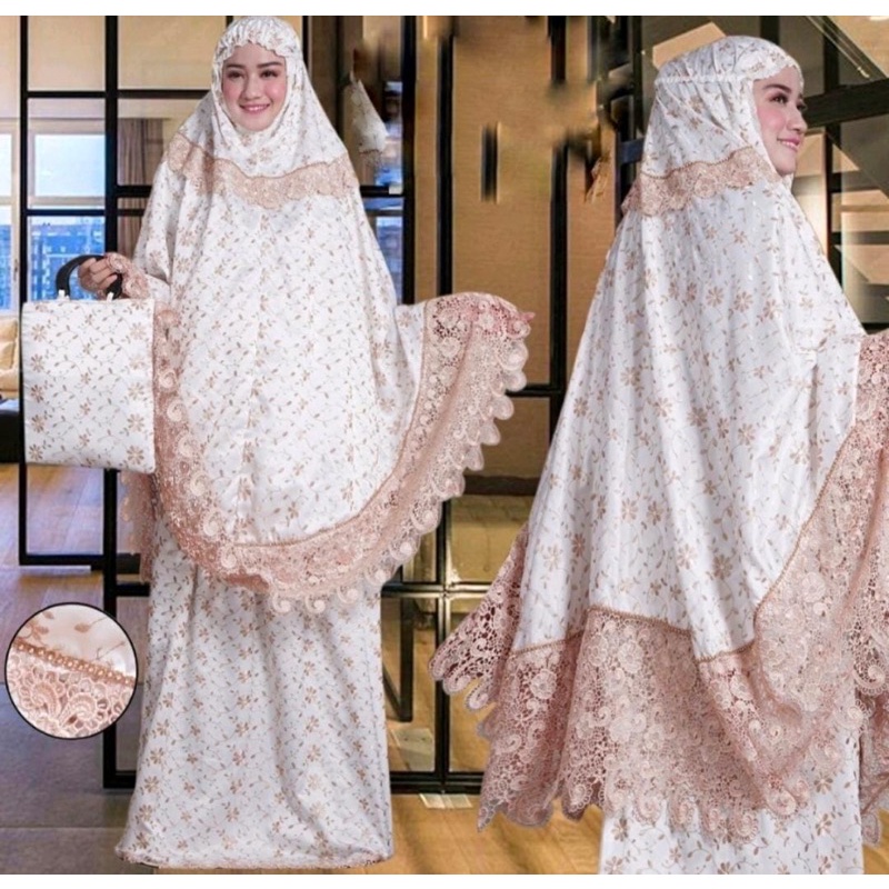 MUKENA PRADA RENDA KEONG SUTRA PARIS FULL WARNA