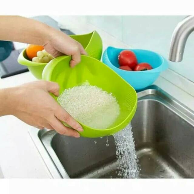 Baskom wadah cuci beras sayur buah multifunction bowl