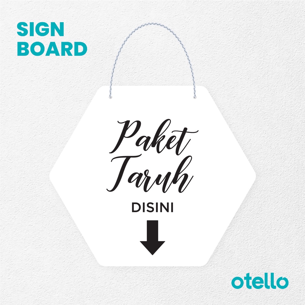 Otello Signage Paket Taruh Disini Latin Signage Board Acrylic Papan Gantung Akrilik Rantai Petunjuk Toko Modern Minimalist Kafe Restoran Kantor Gedung Cafe