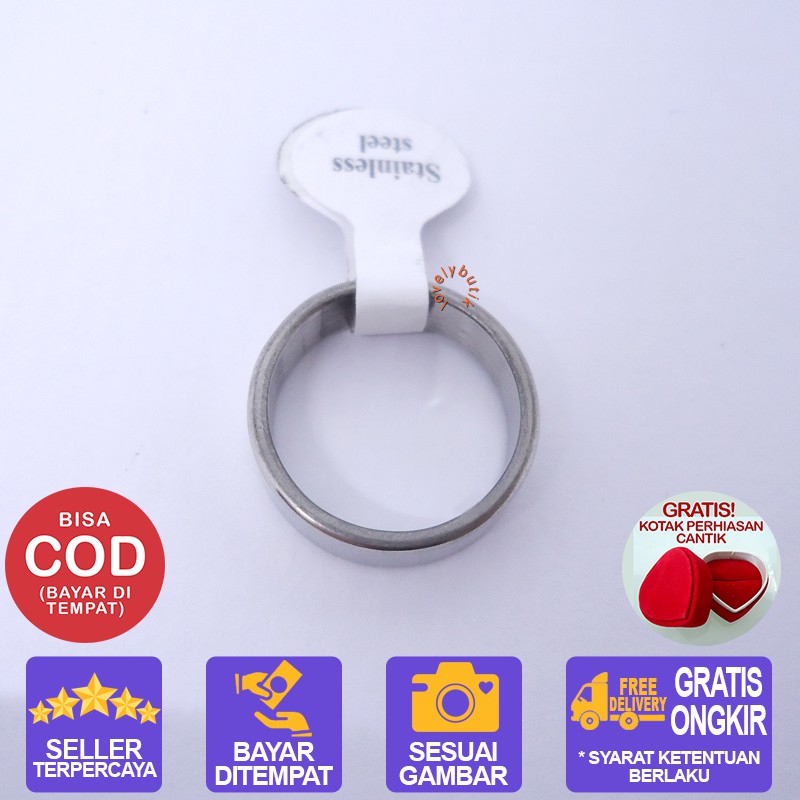 Lovelybutik Cincin Titanium Anti Karat Cincin Titanium J4smin Model Polos BONUS KOTAK PERHIASAN